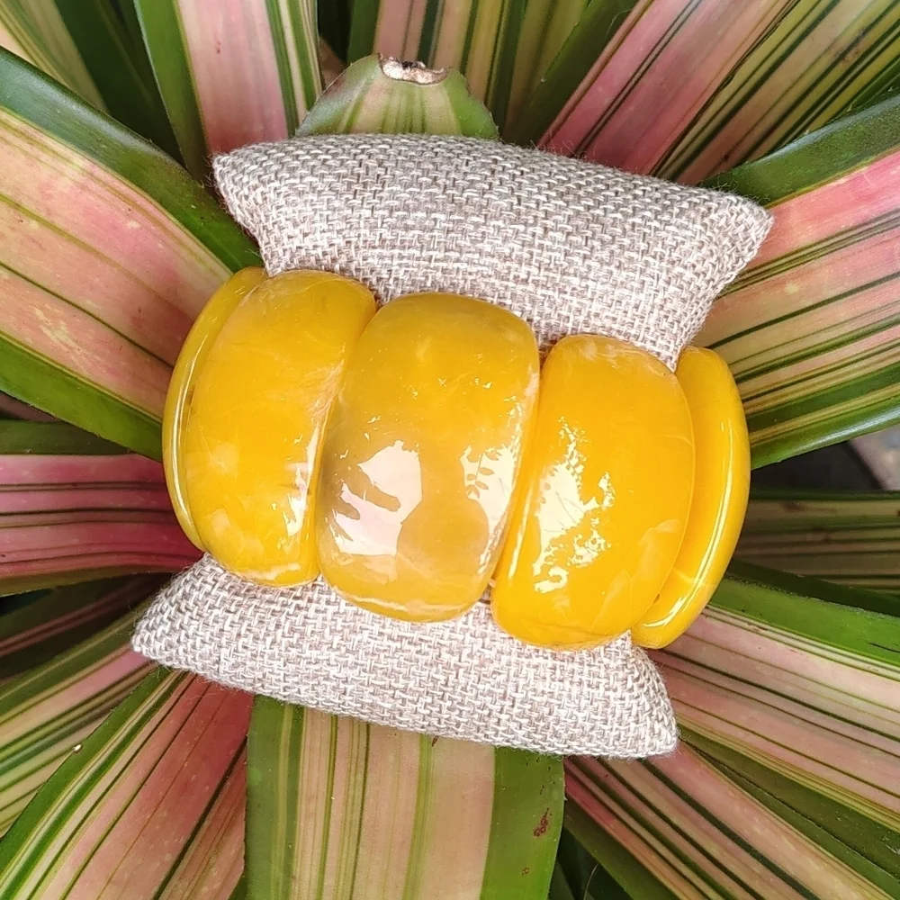 New! Chunky Yellow Elastic Bracelet — Vintage Style Trendy